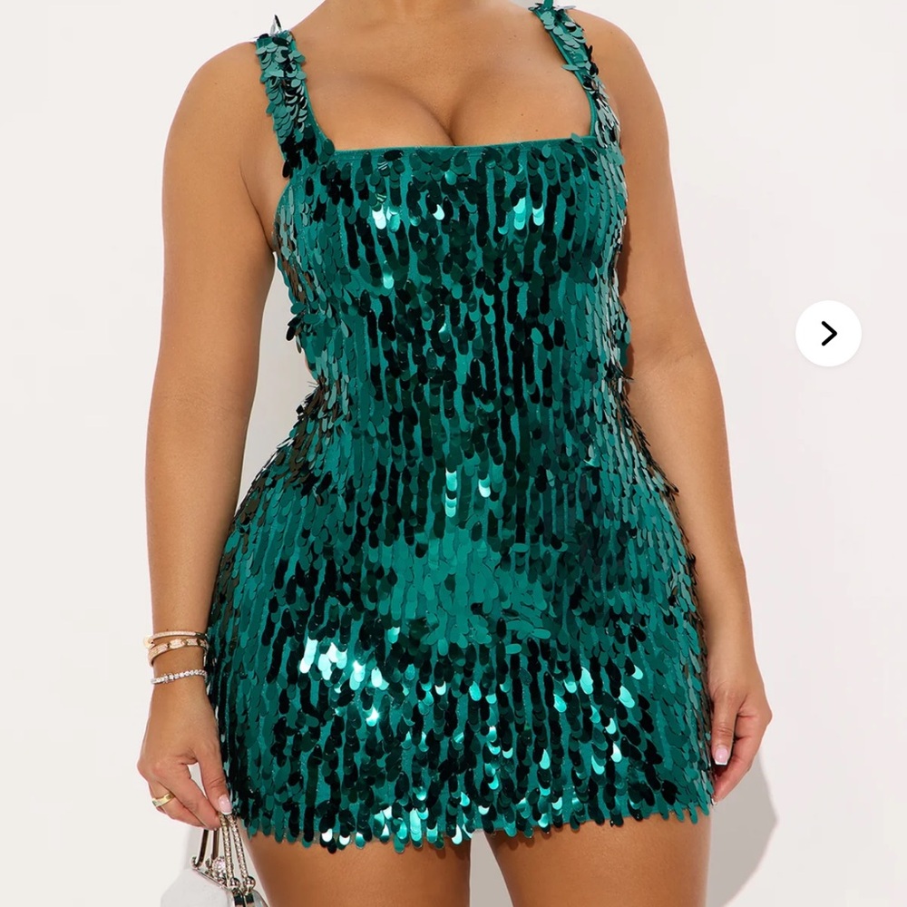 Fashion Nova Emerald Sequin Mini Dress